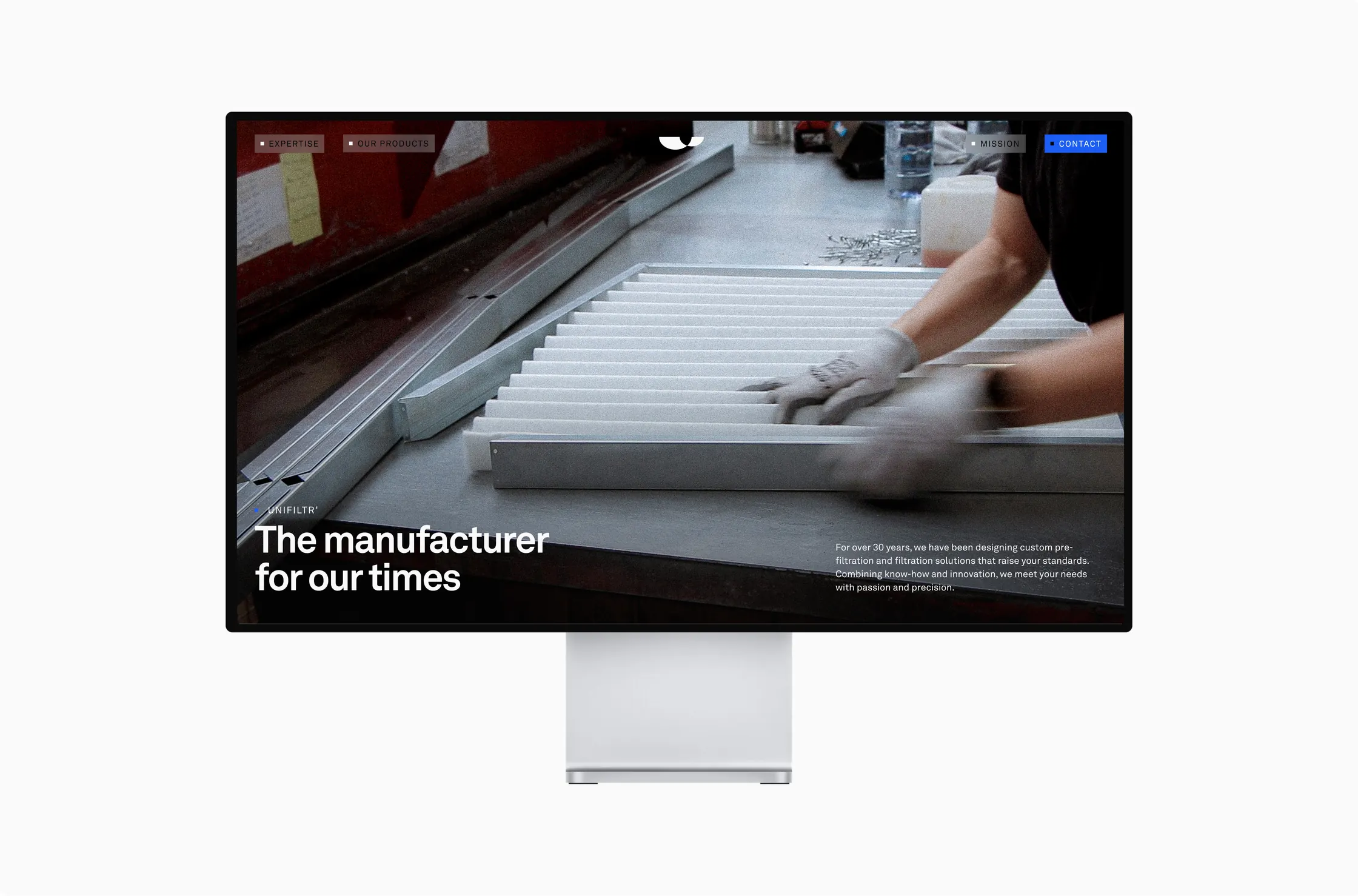 Unifiltr’ website on a desktop screen